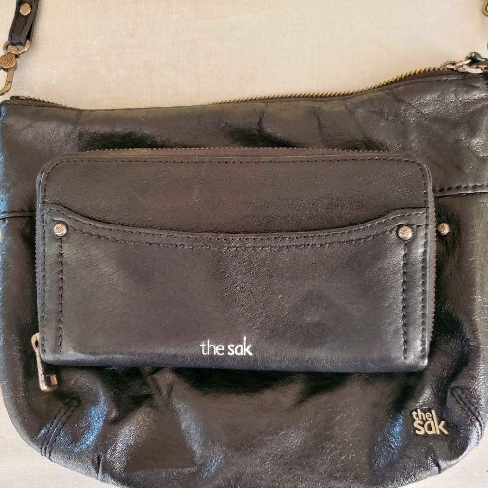 The Sak Black Leather Crossbody Bag and wallet